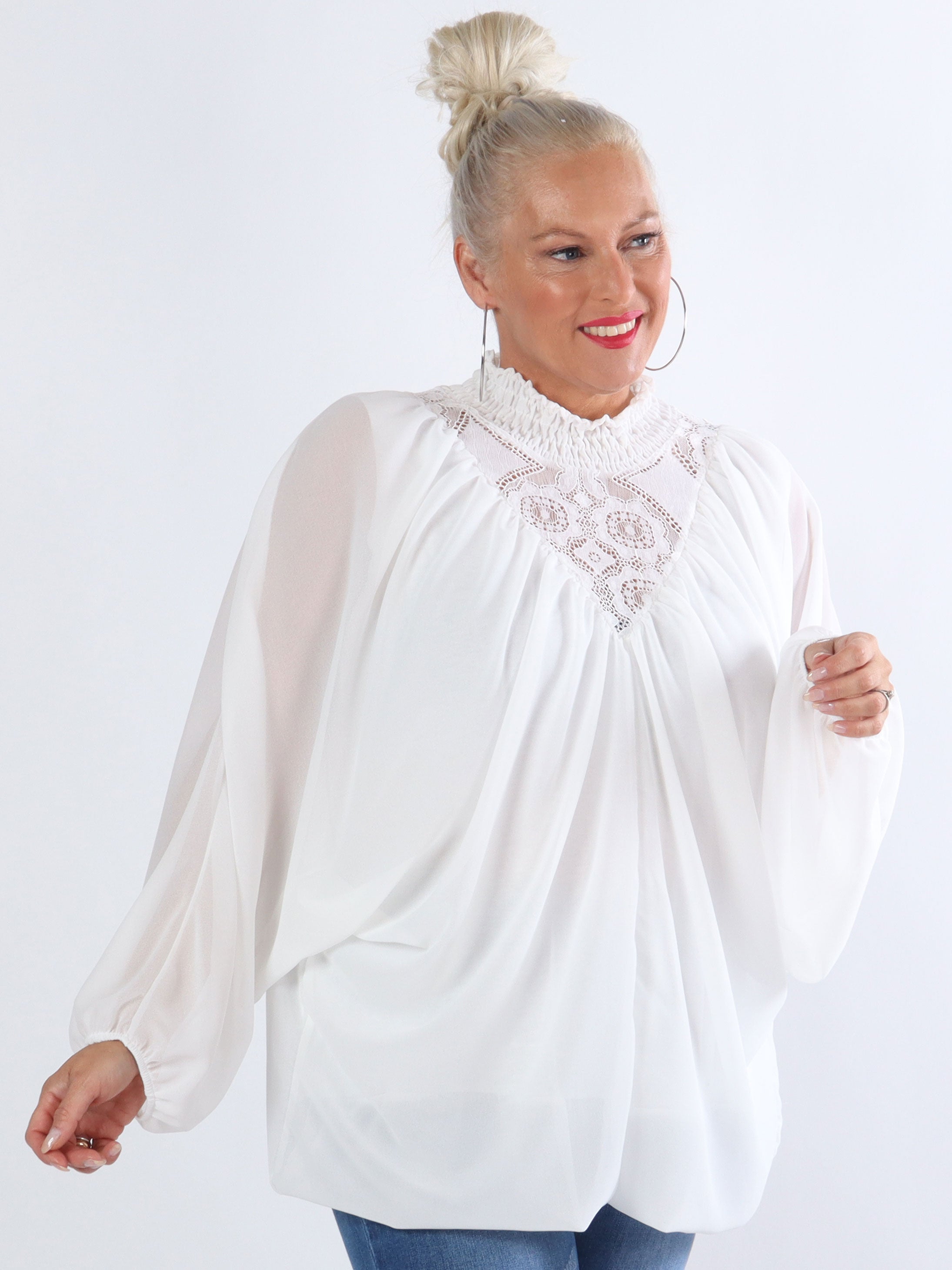 Edina - Fin plus size bluse med vidde ærmer